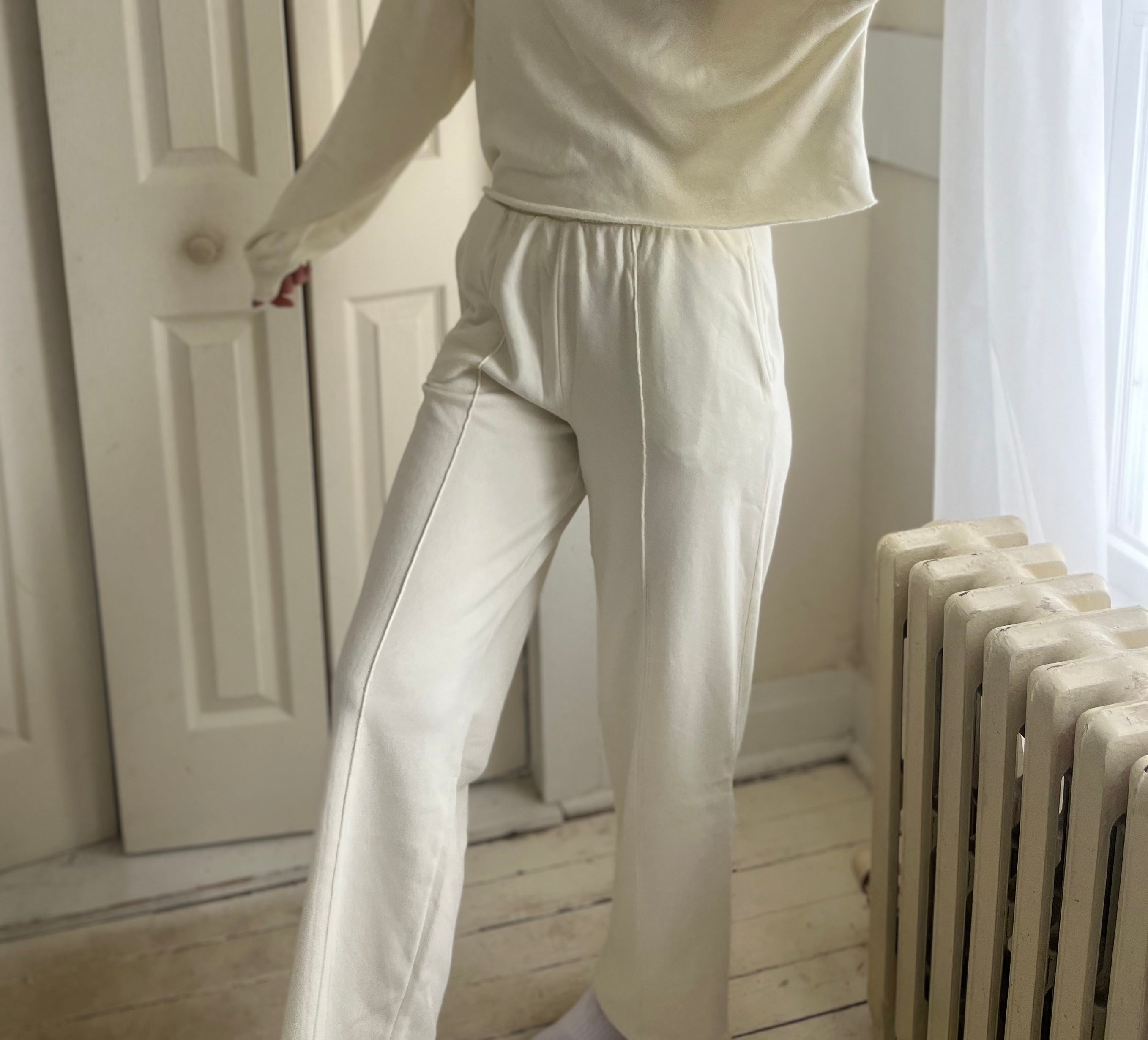 Cream wide best sale leg sweatpants