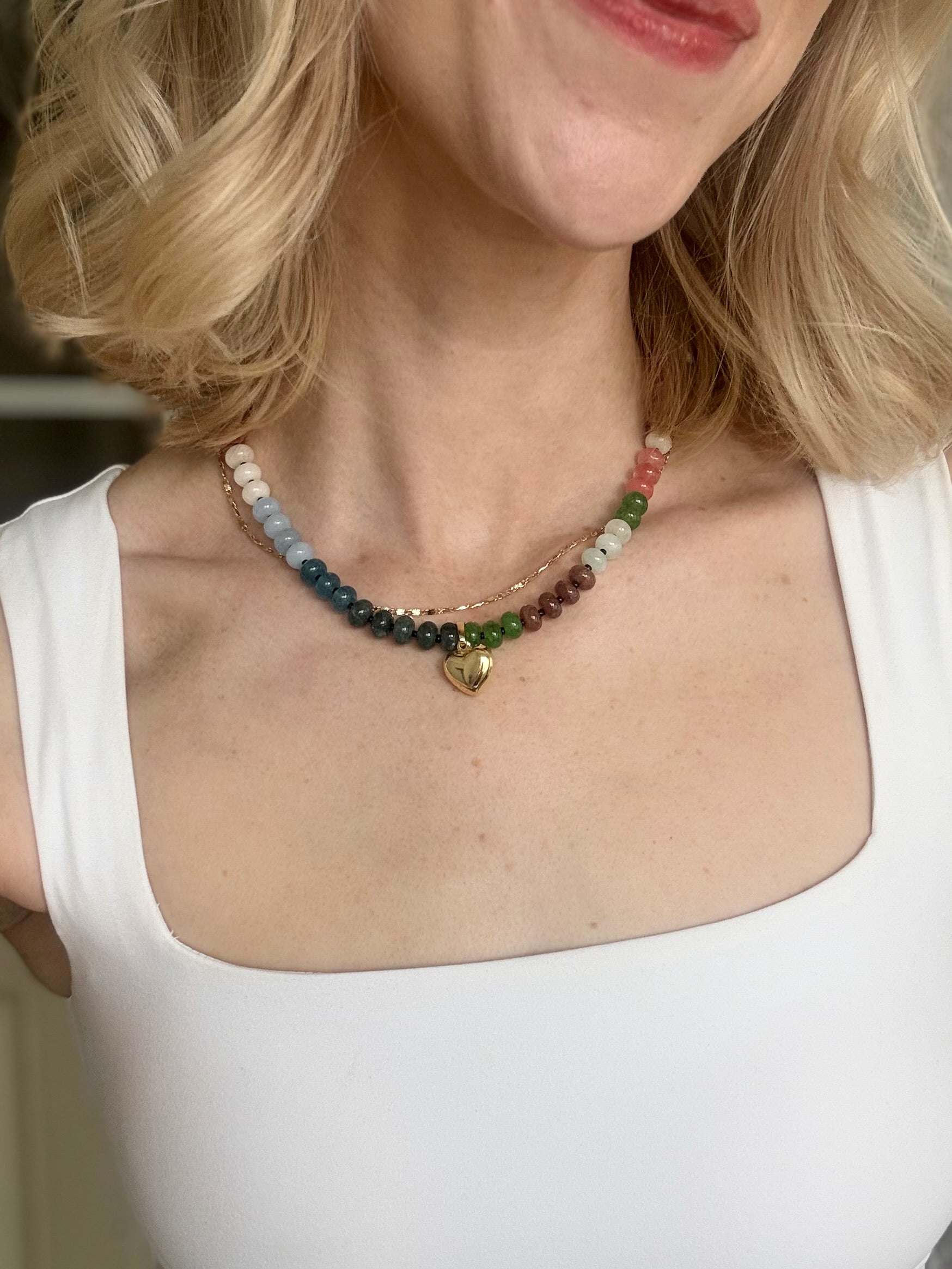 Glass Beaded Necklace (with Charm)