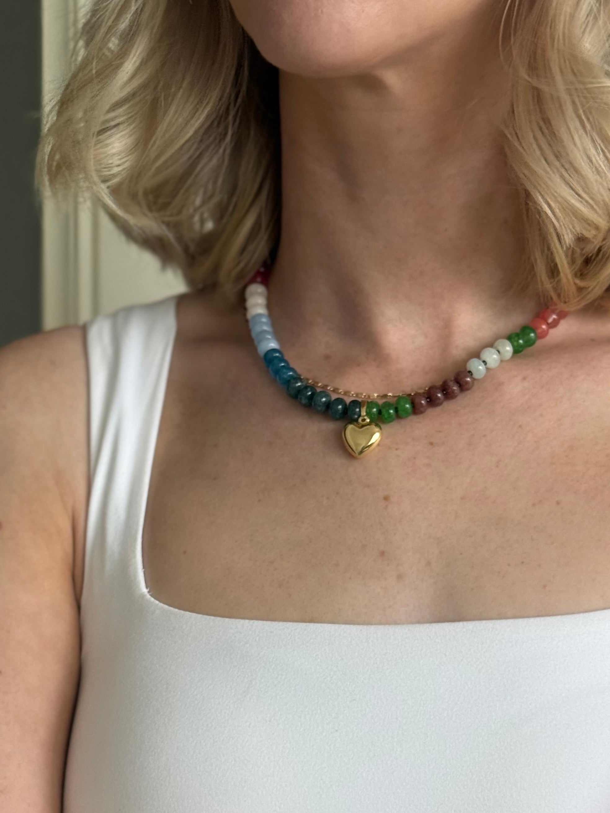 Glass Beaded Necklace (with Charm)