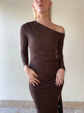 Load image into Gallery viewer, Espresso Off Shoulder Dress
