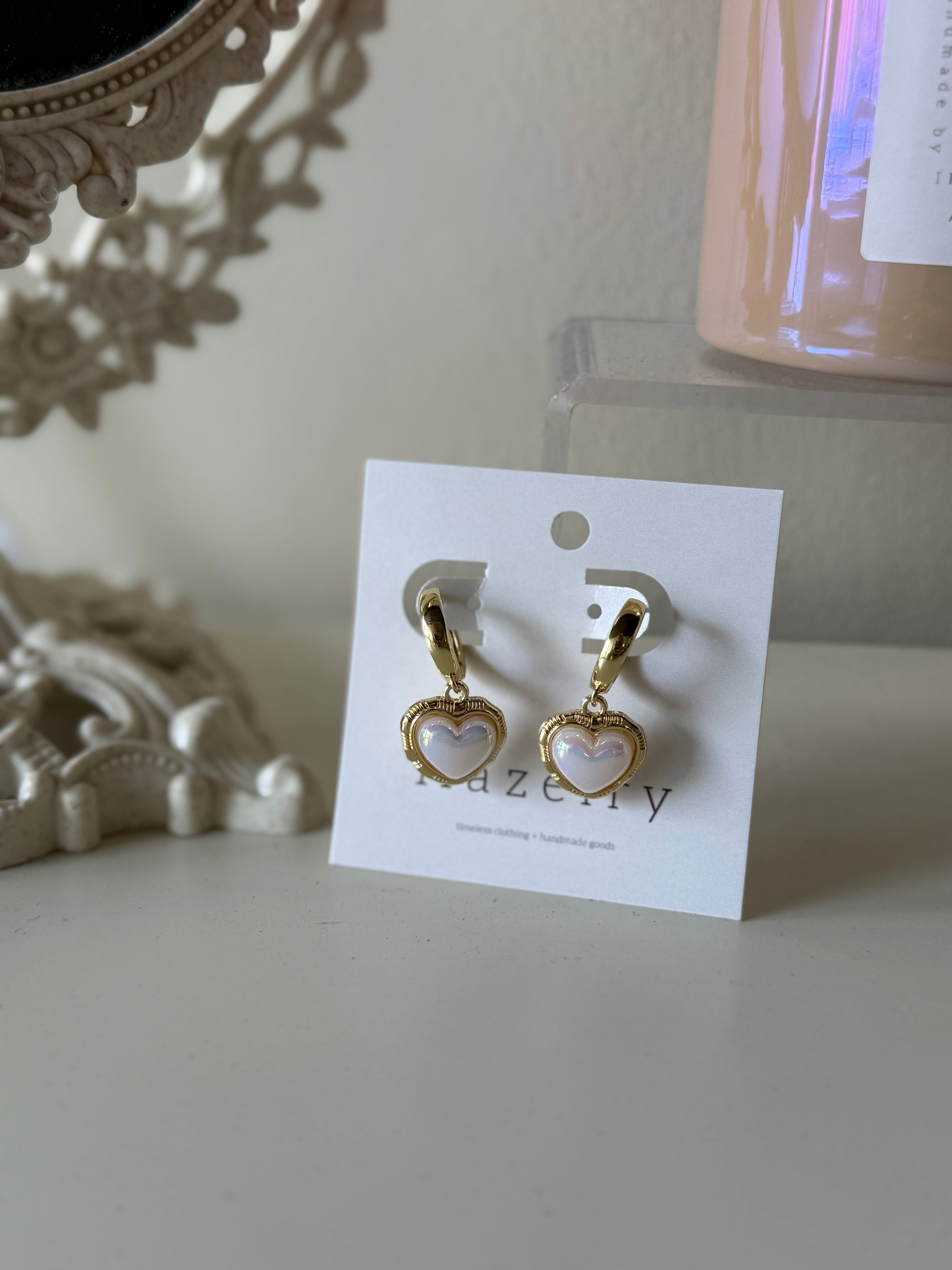 Pearl Heart Hoops