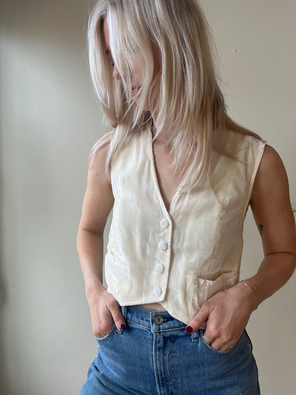 Sweet Cream Velvet Vest