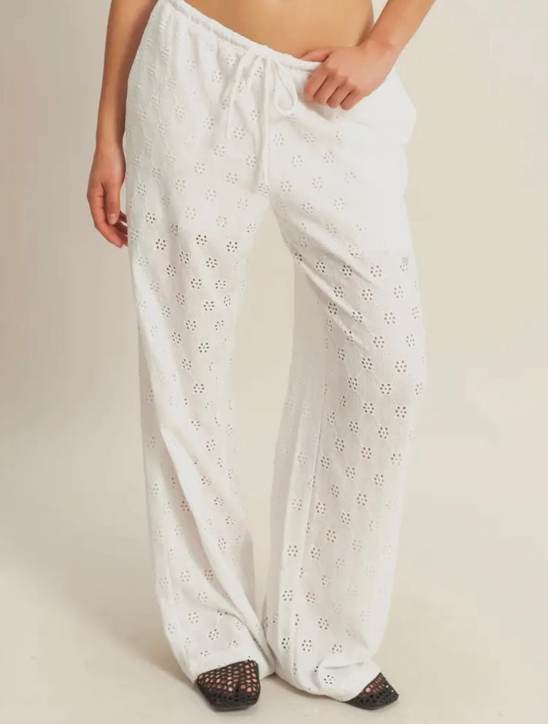 Eyelet Wide Leg Pants