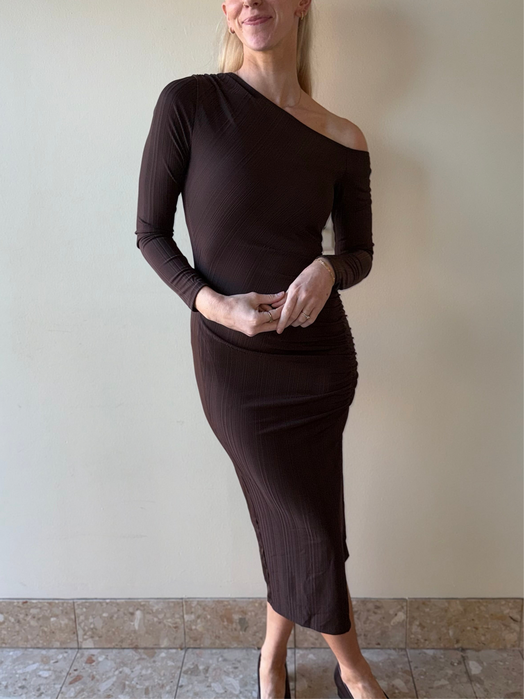 Espresso Off Shoulder Dress