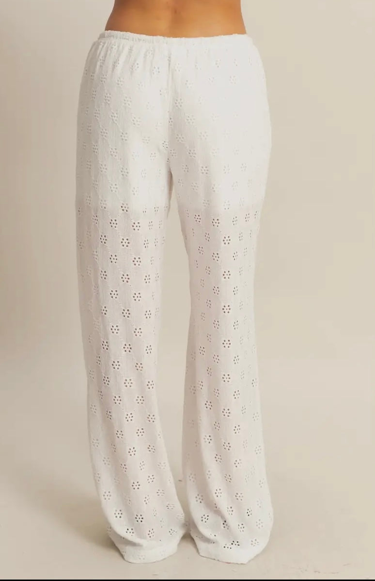 Eyelet Wide Leg Pants