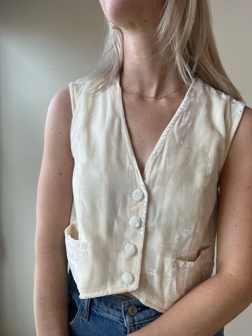 Sweet Cream Velvet Vest