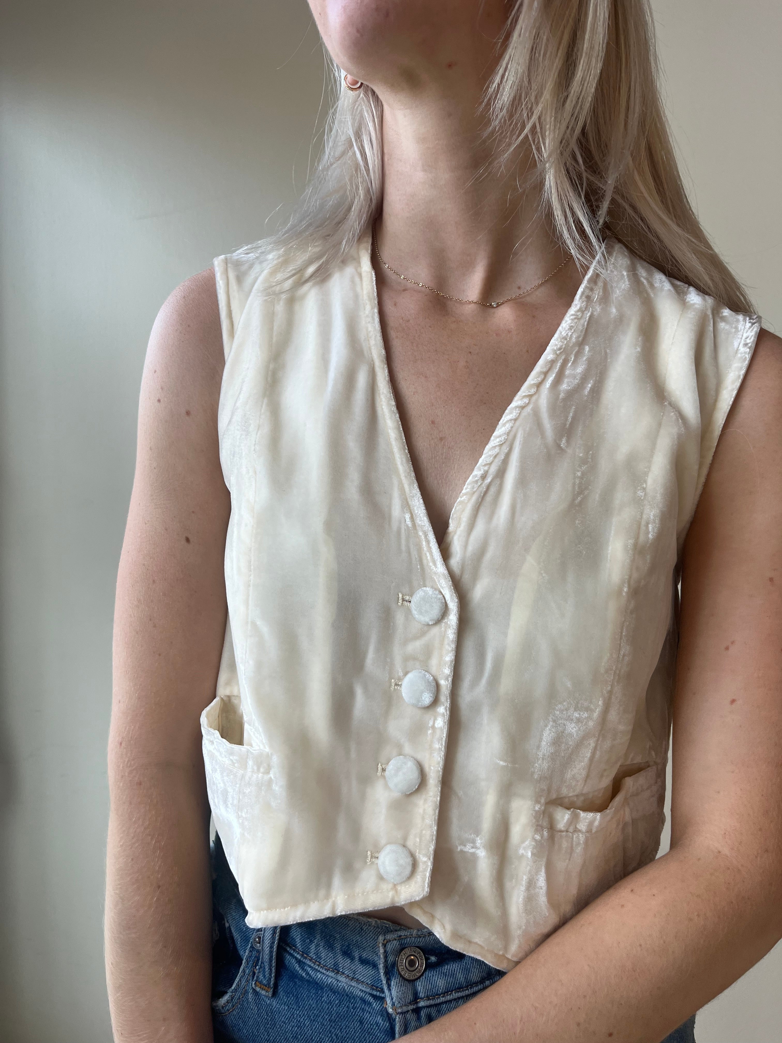 Sweet Cream Velvet Vest