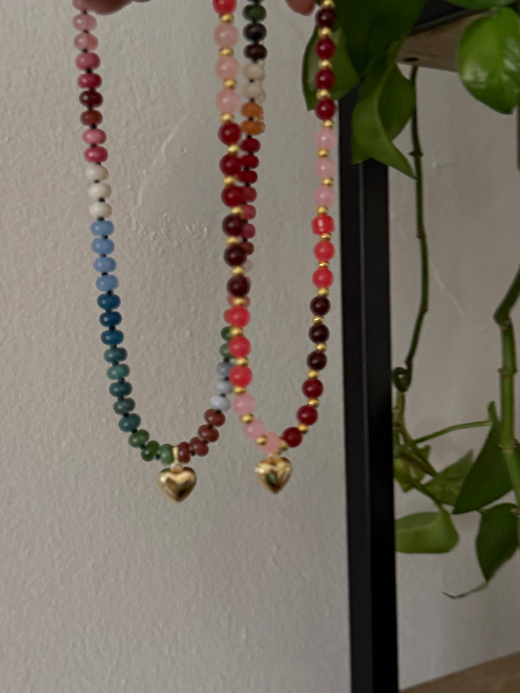 Glass Beaded Necklace (with Charm)