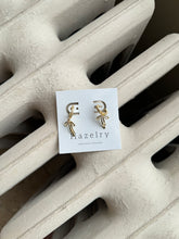 Load image into Gallery viewer, Gold Rhinestone Bow Earrings
