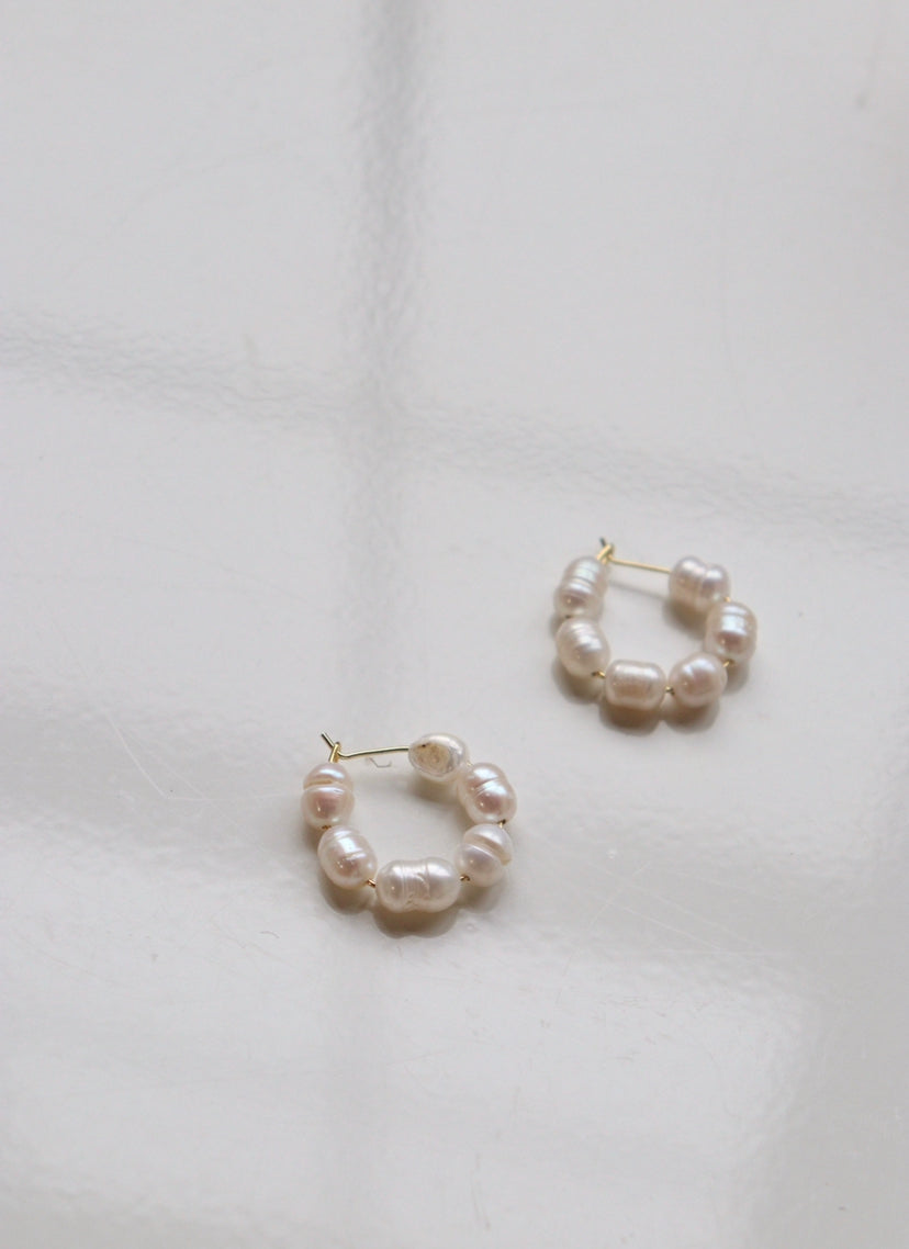 The Mini Pearl Hoops