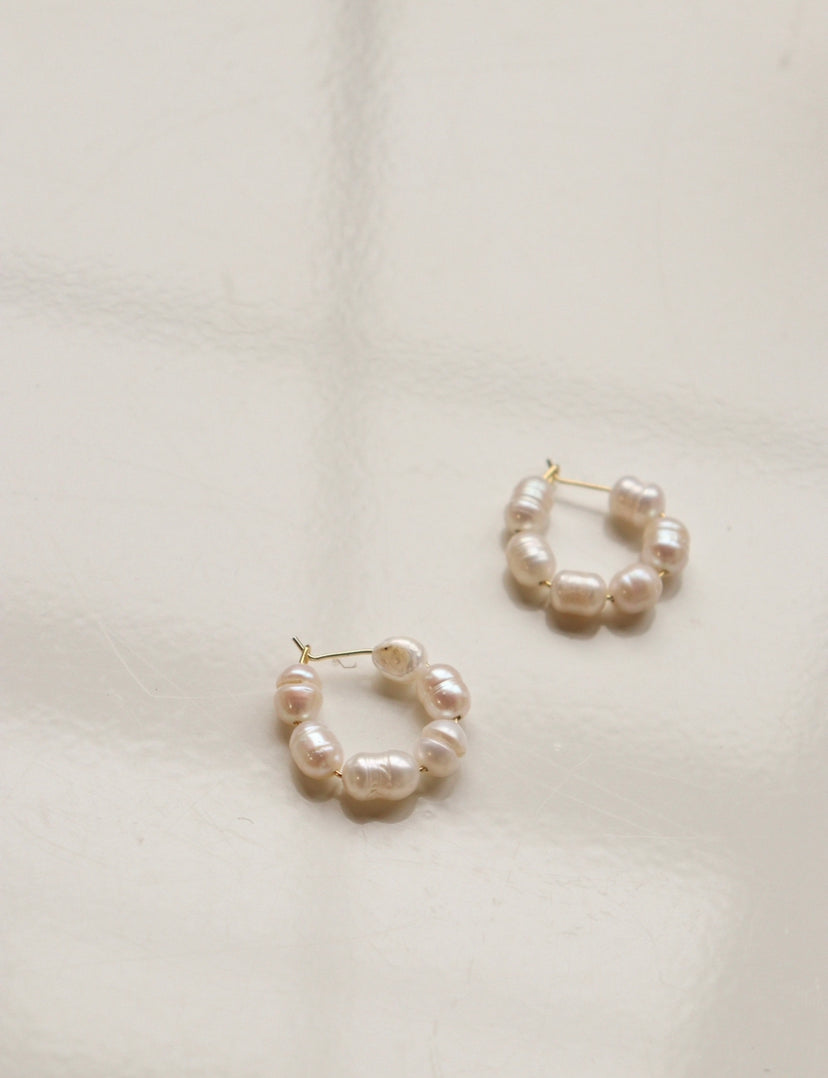 The Mini Pearl Hoops